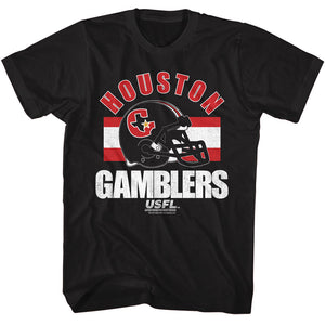 USFL Houston Gamblers Helmet Logo Black T-shirt