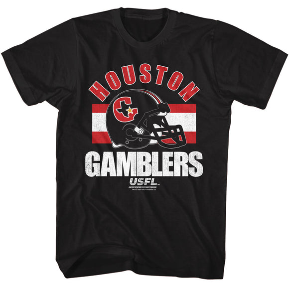 USFL Houston Gamblers Helmet Logo Black Tall T-shirt