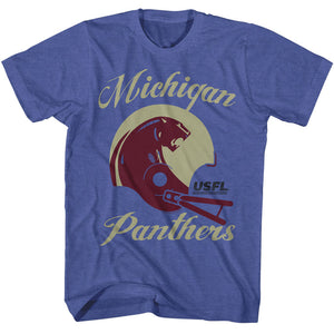 USFL Michigan Panthers Helmet Heather Blue T-shirt
