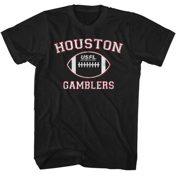USFL Houston Gamblers Football Black Tall T-shirt