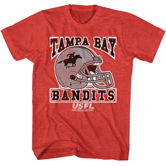 USFL Tampa Bay Bandits Helmet Logo Heather Red T-shirt