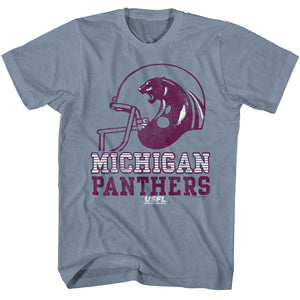 USFL Michigan Panthers Vintage Helmet Indigo Heather T-shirt
