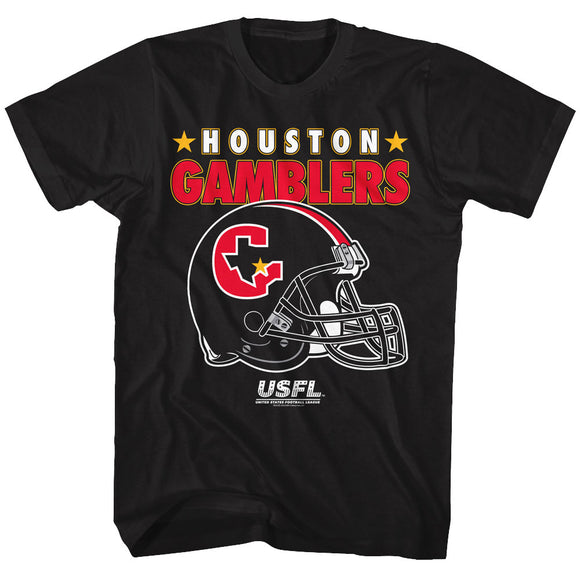 USFL Houston Gamblers Helmet Logo Black Tall T-shirt