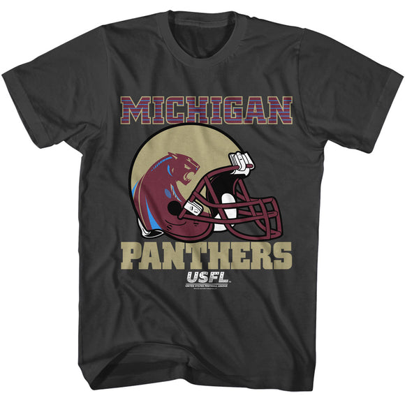 USFL Michigan Panthers Helmet Logo Smoke T-shirt