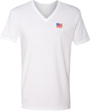 USA Patriotic T-shirt Waving USA Flag Patch Pocket Print V-Neck - Yoga Clothing for You