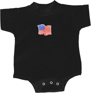 Waving USA Flag Patch Small Print Infant Romper - Yoga Clothing for You