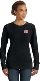 Ladies Waving USA Flag Sweatshirt Patch Pocket Print - Yoga Clothing for You