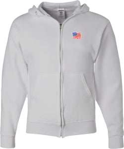 USA Patriotic Full Zip Hoodie Waving USA Flag Patch Pocket Print - Yoga Clothing for You