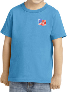 Kids Waving USA Flag T-shirt Patch Pocket Print Toddler Tee - Yoga Clothing for You