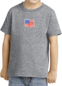 Kids Waving USA Flag T-shirt Patch Small Print Toddler Tee - Yoga Clothing for You