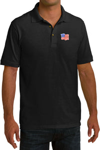 Waving USA Flag Polo Patch Pocket Print - Yoga Clothing for You