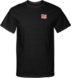 USA Patriotic T-shirt Waving Flag Patch Pocket Print Tall Tee - Yoga Clothing for You