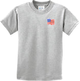 Waving USA Flag Kids T-shirt Patch Pocket Print Youth Tee - Yoga Clothing for You