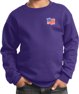 Kids Waving USA Flag Sweatshirt Patch Pocket Print - Yoga Clothing for You