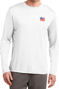 USA Shirt Waving Flag Patch Pocket Print Dry Wicking Long Sleeve - Yoga Clothing for You