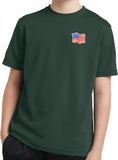 Kids Waving USA Flag T-shirt Patch Pocket Print Dry Wicking Tee - Yoga Clothing for You