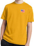 Kids Waving USA Flag T-shirt Patch Pocket Print Dry Wicking Tee - Yoga Clothing for You
