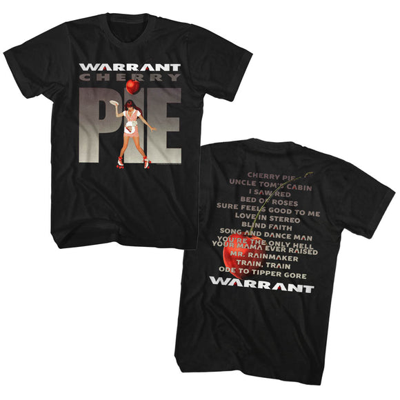 Warrant Band Tall T-Shirt Cherry Pie Front and Back Black Tee - Yoga Clothing for You