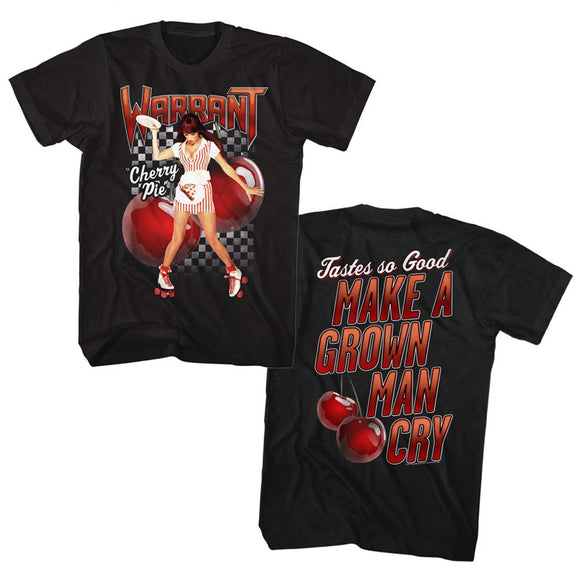 Warrant Band Tall T-Shirt Cherry Pie Song Front and Back Black Tee - Yoga Clothing for You