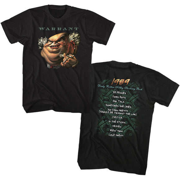 Warrant Band Tall Shirt Dirty Rotten Filthy Stinking Rich Front and Back Black - Yoga Clothing for You