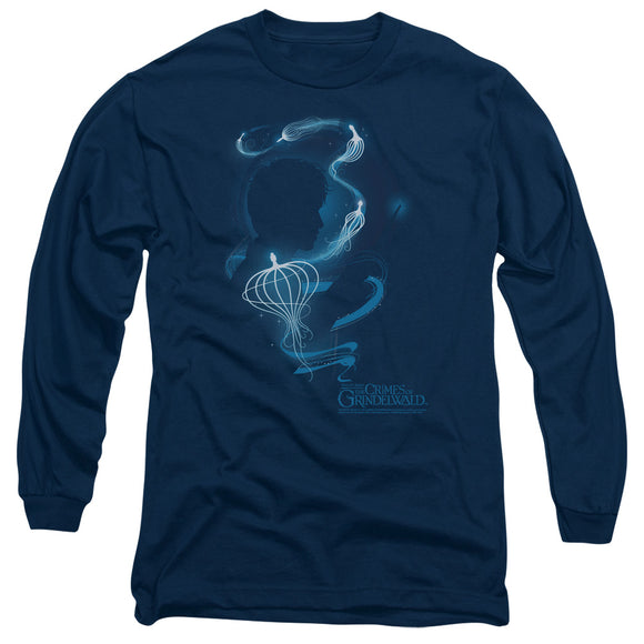 Fantastic Beasts 2 Long Sleeve Newt Silhouette Navy Tee - Yoga Clothing for You