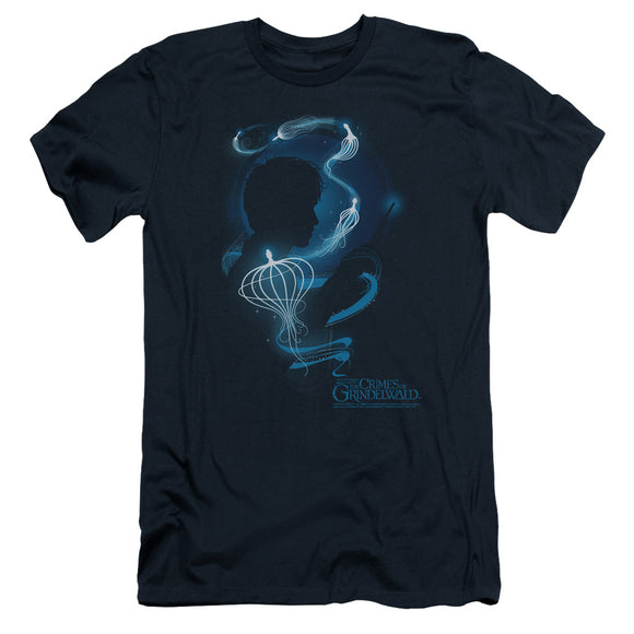 Fantastic Beasts 2 Slim Fit T-Shirt Newt Silhouette Navy Tee - Yoga Clothing for You