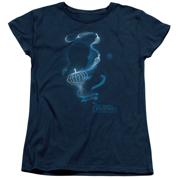 Fantastic Beasts 2 Womens T-Shirt Newt Silhouette Navy Tee - Yoga Clothing for You