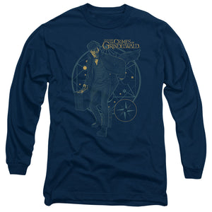 Fantastic Beasts 2 Long Sleeve Newt Holding Suitcase Navy Tee - Yoga Clothing for You