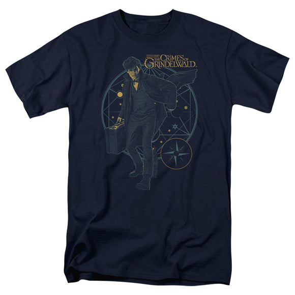 Fantastic Beasts 2 T-Shirt Newt Holding Suitcase Navy Tee - Yoga Clothing for You