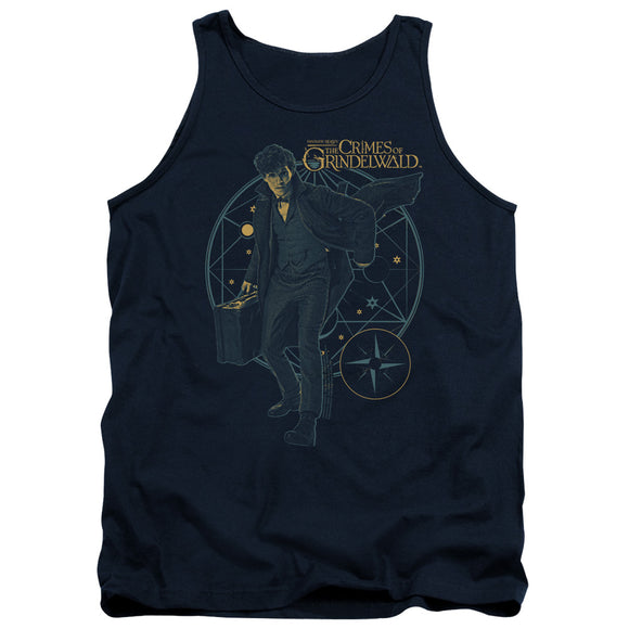 Fantastic Beasts 2 Tanktop Newt Holding Suitcase Navy Tank - Yoga Clothing for You