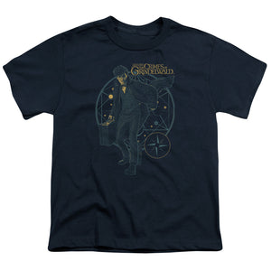 Fantastic Beasts 2 Kids T-Shirt Newt Holding Suitcase Navy Tee - Yoga Clothing for You