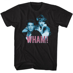 Wham Tall T-Shirt George and Andrew Blue and Pink Black Tee - Yoga Clothing for You