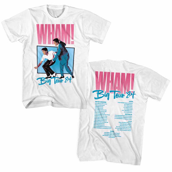 Wham T-Shirt 1984 Big Tour Front and Back White Tee - Yoga Clothing for You