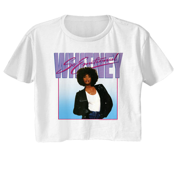 Whitney Houston Album So Emotional Song Ladies White Crop Shirt - Yoga Clothing for You