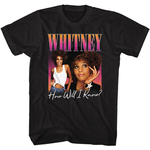 Whitney Houston How Will I Know Song Colorful Gradient Portaits Black T-shirt - Yoga Clothing for You