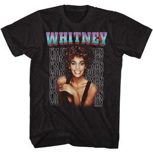 Whitney Houston I'm Every Woman Song Repeat Black Tall T-shirt - Yoga Clothing for You