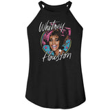 Whitney Houston Vintage Star Portrait Ladies Black Rocker Tank Top - Yoga Clothing for You