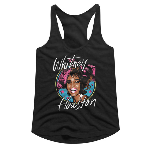 Whitney Houston Ladies Racerback Tanktop Vintage Star Portrait Tank - Yoga Clothing for You