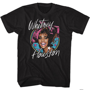 Whitney Houston Vintage Star Portrait Black Tall T-shirt - Yoga Clothing for You