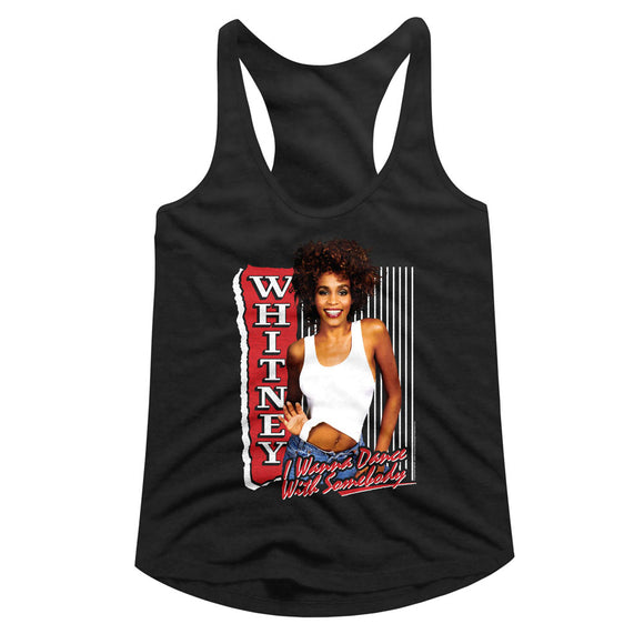 Whitney Houston Ladies Racerback Tanktop I Wanna Dance With Somebody Song Tank - Yoga Clothing for You