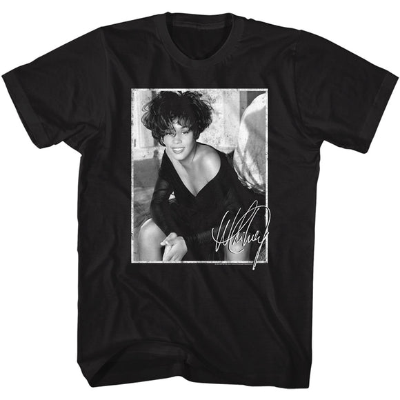 Whitney Houston Black and White Photo Signed Black Tall T-shirt - Yoga Clothing for You