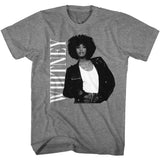 Whitney Houston Short Hairstyle Portrait Graphite Heather T-shirt - Yoga Clothing for You