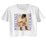 Whitney Houston How Will I Know Artwork Ladies White Crop Shirt - Yoga Clothing for You