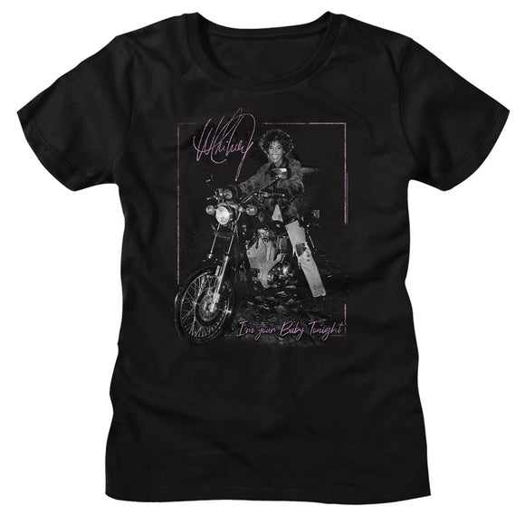 Whitney Houston Ladies T-Shirt Vintage I'm Your Baby Tonight Motorcycle Tee - Yoga Clothing for You
