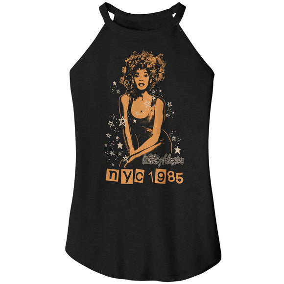 Whitney Houston NYC 1985 Ladies Black Rocker Tank Top - Yoga Clothing for You
