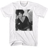 Whitney Houston Leaning Black and White Photo White Tall T-shirt - Yoga Clothing for You