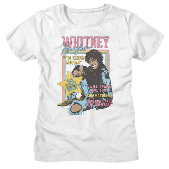 Whitney Houston Ladies T-Shirt One Night Only Performance Tee - Yoga Clothing for You