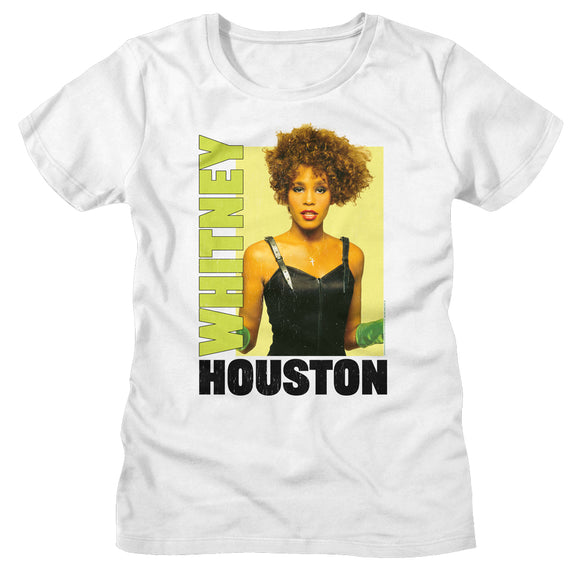 Whitney Houston Ladies T-Shirt Green Gloves Photo Tee - Yoga Clothing for You