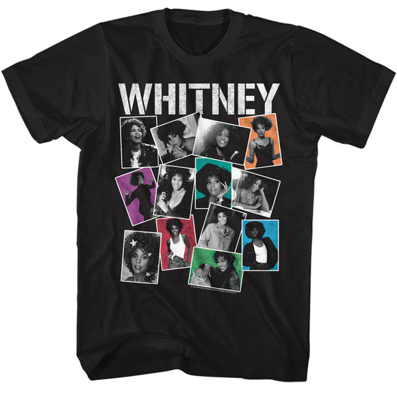 Whitney Houston Colorful Photo Collage Black Tall T-shirt - Yoga Clothing for You