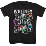 Whitney Houston Colorful Photo Collage Black T-shirt - Yoga Clothing for You